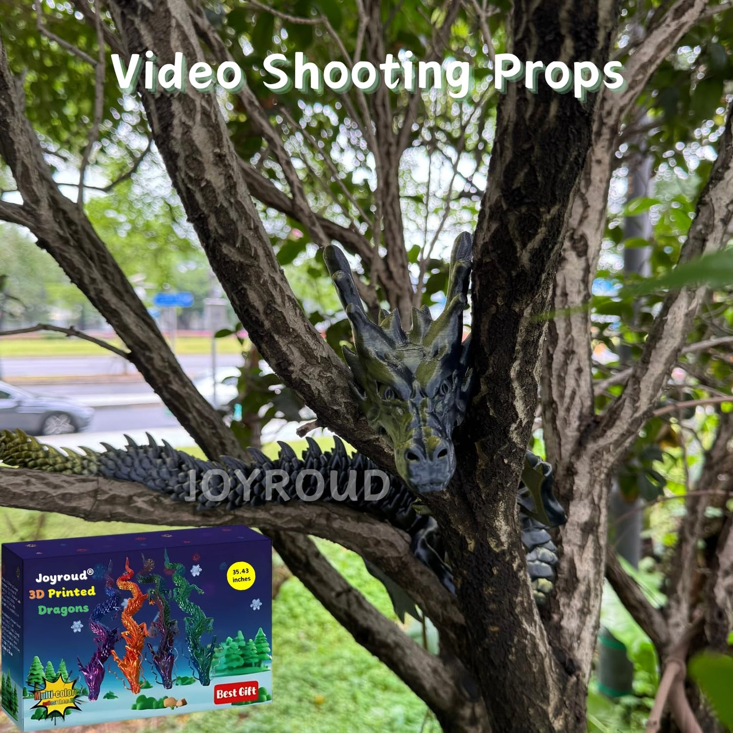 Joyroud 3D Printed Articulated Dragon, Multi-Color, 35.43 Inch Length, Flexible Joints, Durable Core Design, with Gift Box