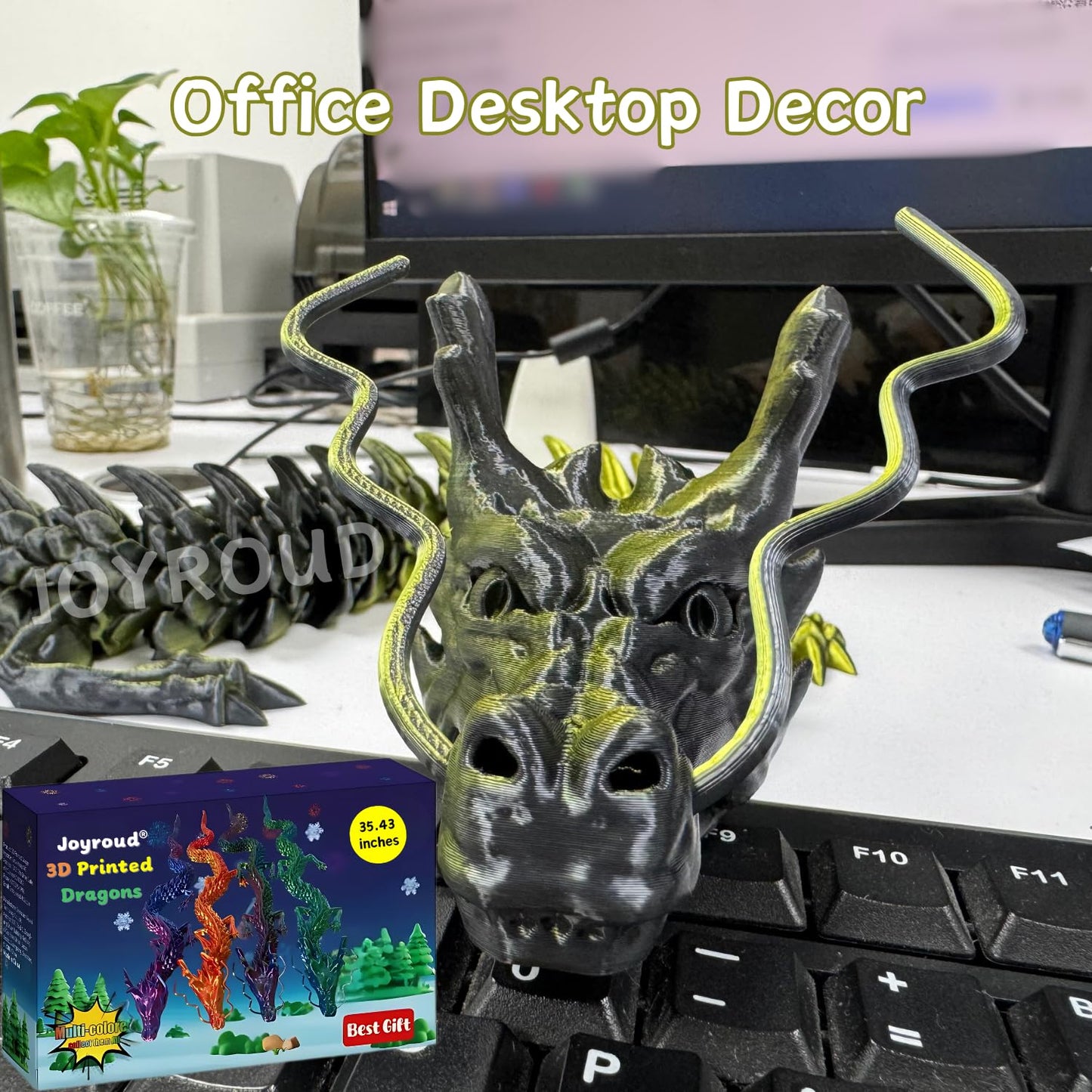 Joyroud 3D Printed Articulated Dragon, Multi-Color, 35.43 Inch Length, Flexible Joints, Durable Core Design, with Gift Box