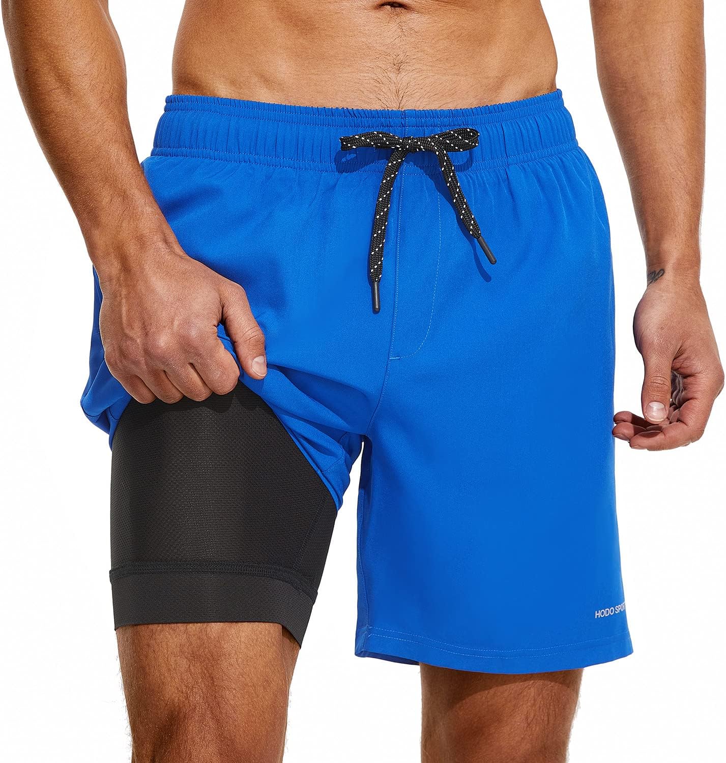 Mens Swimsuit Trunks 7" Quick-Dry Swim Shorts with Compression Liner and Zipper Pockets