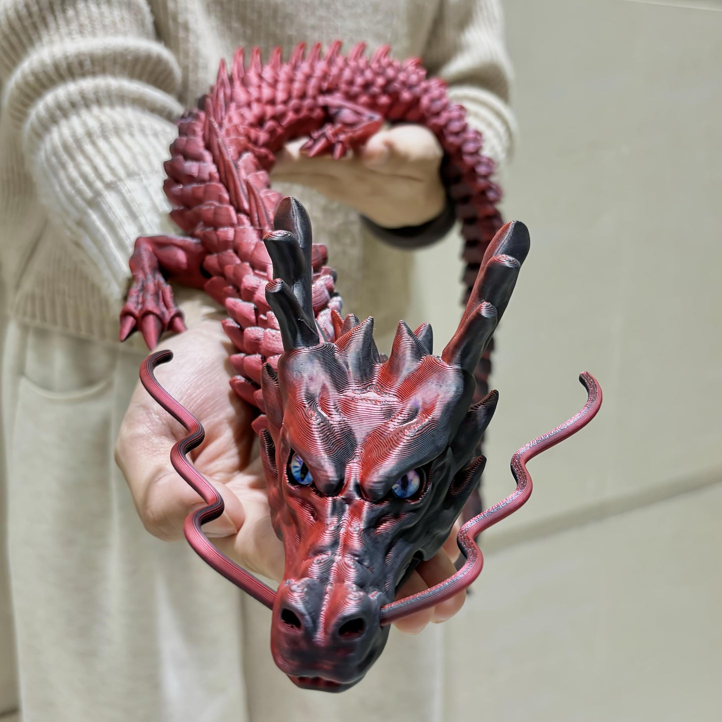 35.43 Inch 3D Printed Dragon, Large 3D Dragon Toys, Bigger Fidget Crystal Animals Toys, 3D Printed Articulated Animals for Home Office Car Desk Decor