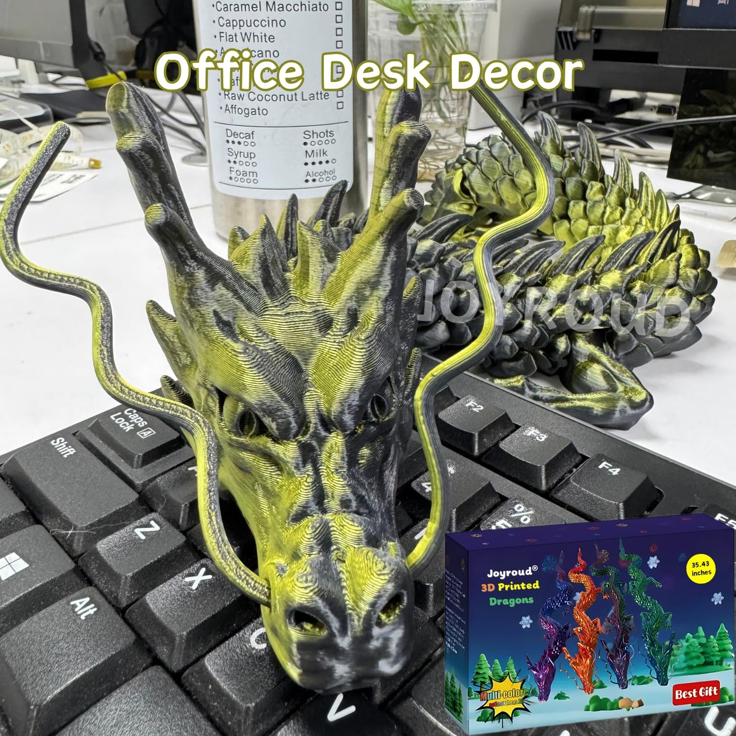 Joyroud 3D Printed Articulated Dragon, Multi-Color, 35.43 Inch Length, Flexible Joints, Durable Core Design, with Gift Box