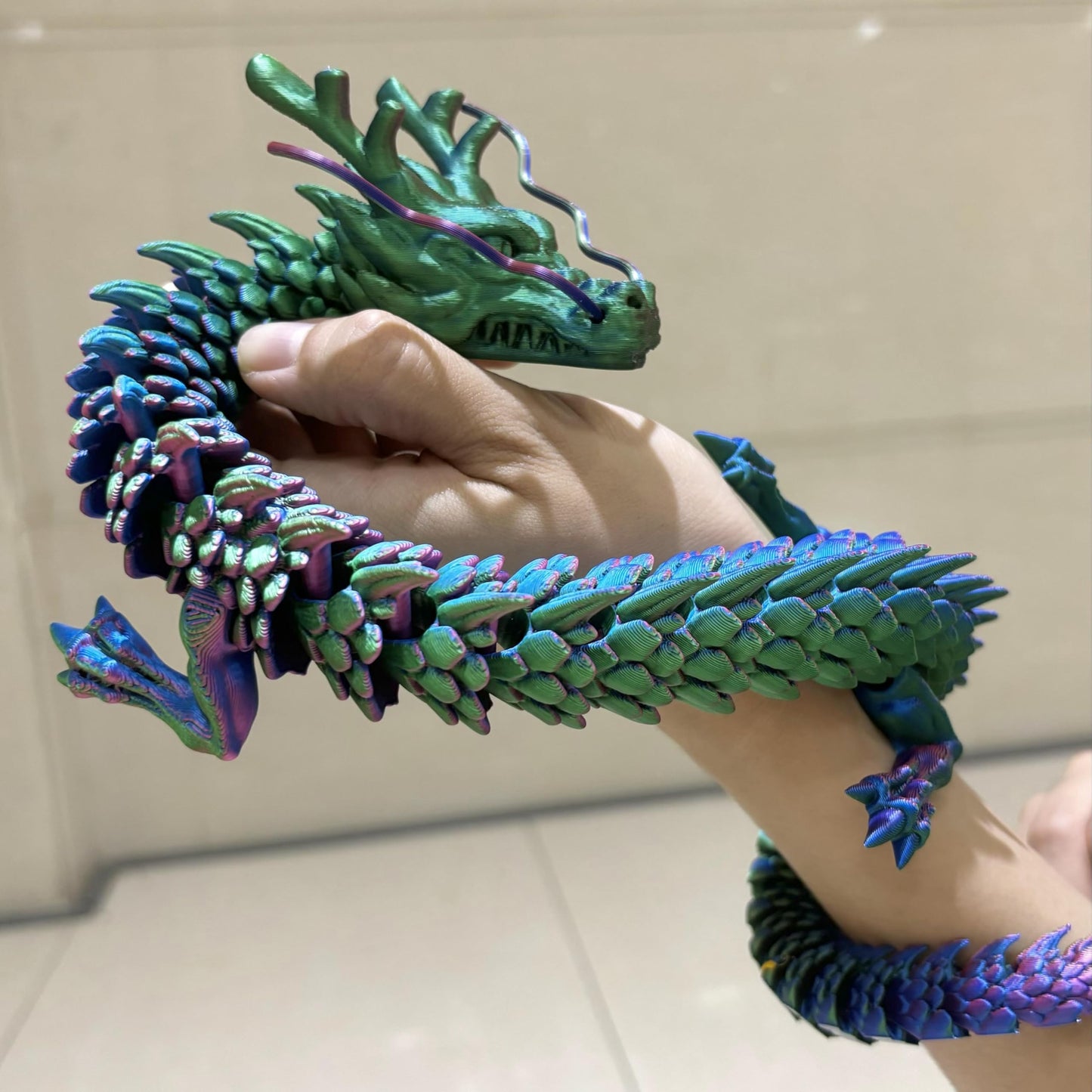 35.4'' Large 3D Printed Dragon Toy Box - Articulated Chinese Dragon, Poseable 3D Printed Animals & Collectible Figurines, Desk & Home Decor - Cool for Kids & Adults
