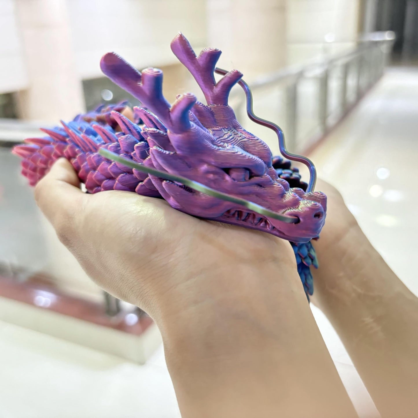 35.4'' Large 3D Printed Dragon Toy Box - Articulated Chinese Dragon, Poseable 3D Printed Animals & Collectible Figurines, Desk & Home Decor - Cool for Kids & Adults