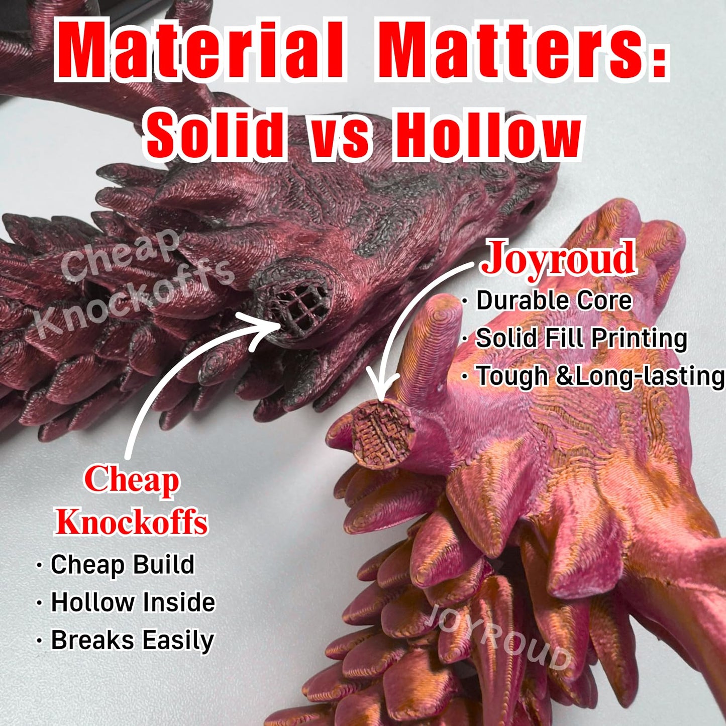 Joyroud 3D Printed Articulated Dragon, Multi-Color, 35.43 Inch Length, Flexible Joints, Durable Core Design, with Gift Box