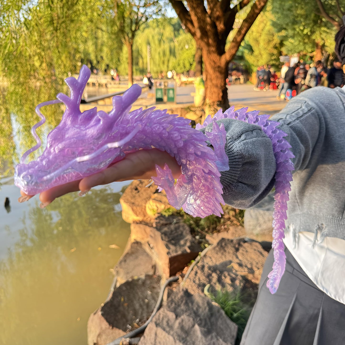 35.4'' Large 3D Printed Dragon Toy Box - Articulated Chinese Dragon, Poseable 3D Printed Animals & Collectible Figurines, Desk & Home Decor - Cool for Kids & Adults