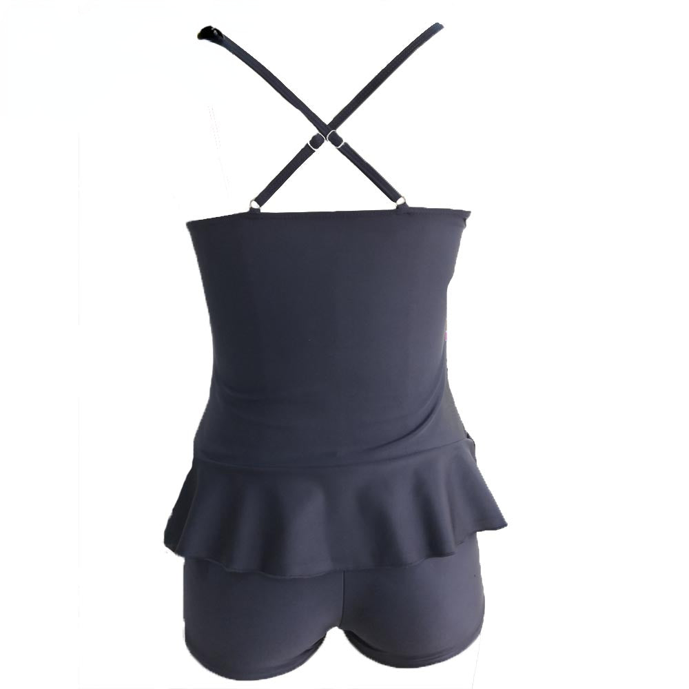 Two Pieces Swimsuit Solid Swimwear Ruffle Bathing Suit Beachwear Swimdress Tankini Brazilian Women Sexy Female Bikini Set