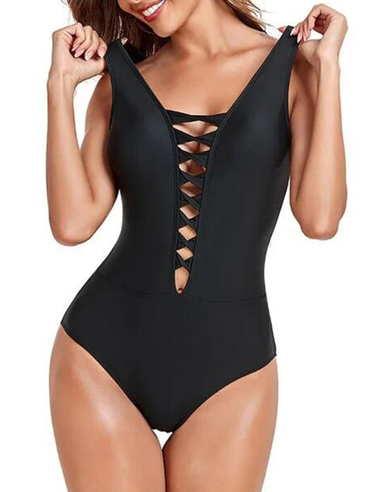 Swimsuit for Girls Women's New Fashion Solid Splicing Swimsuit Sexy Casual Bikini Piece Swimsuit Swim Suits for Women 2024