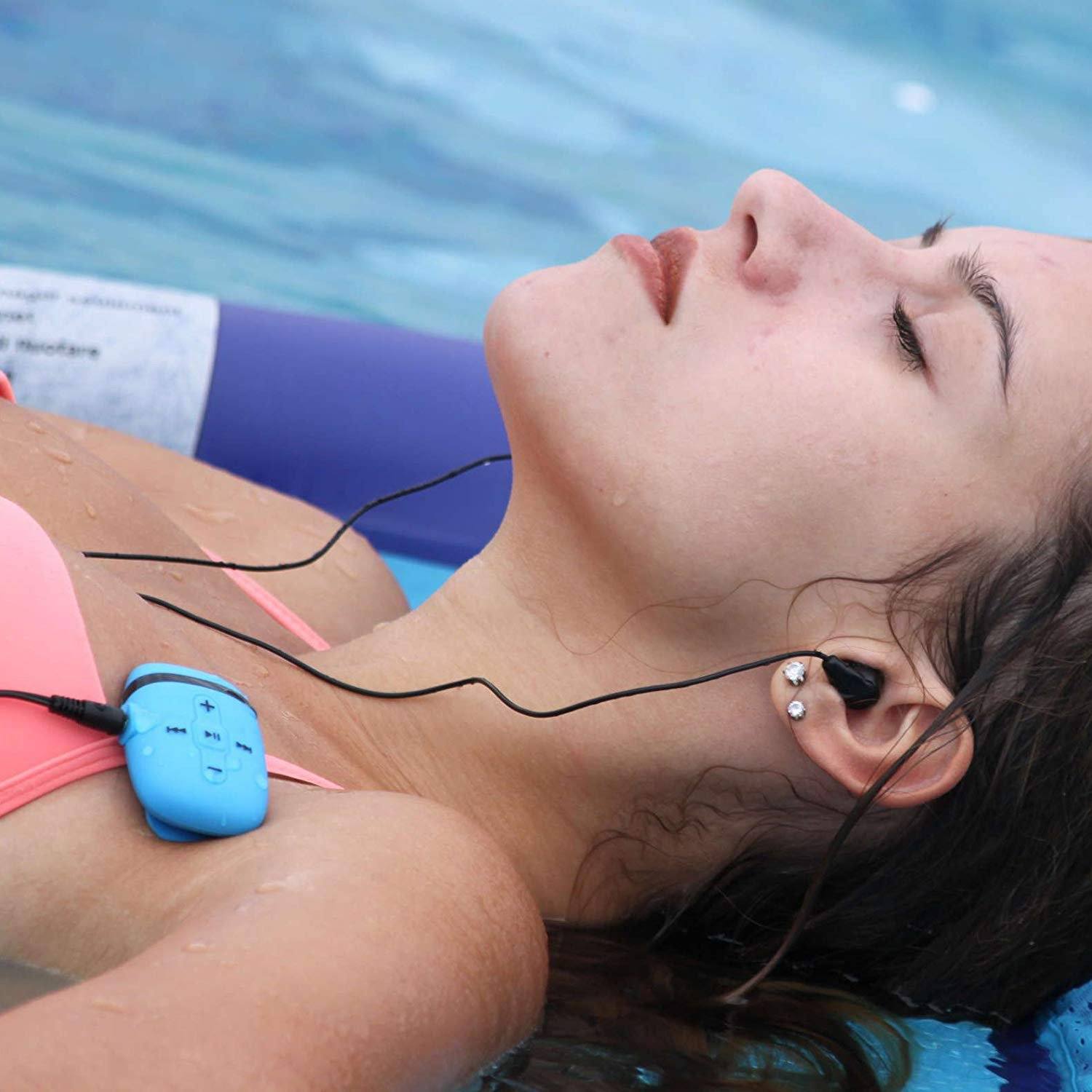 Swimming MP3 waterproof Audio player-Blue Waterproof Swimming music player Sewobye