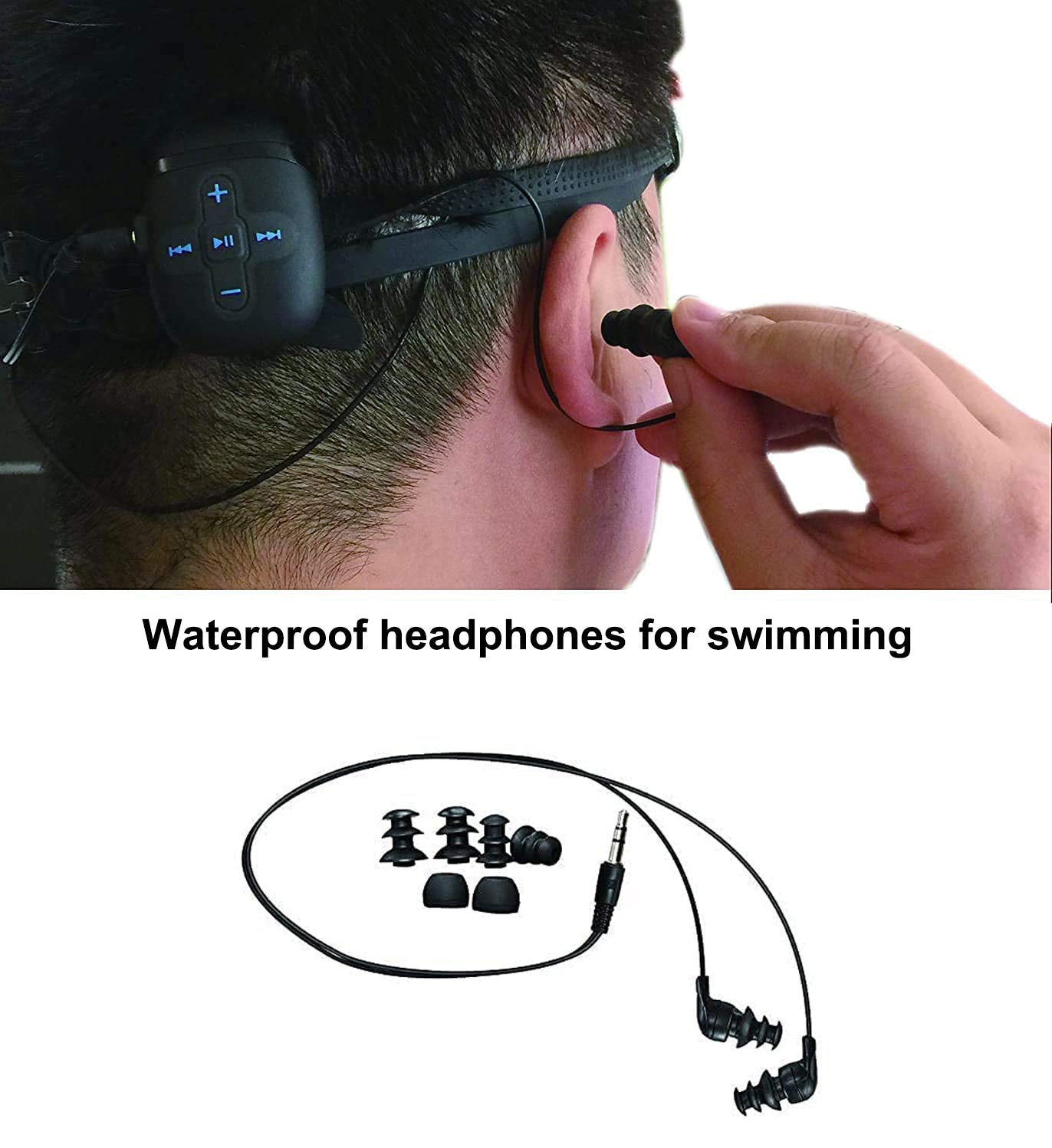 Waterproof Short Cord Headphones for Swimming