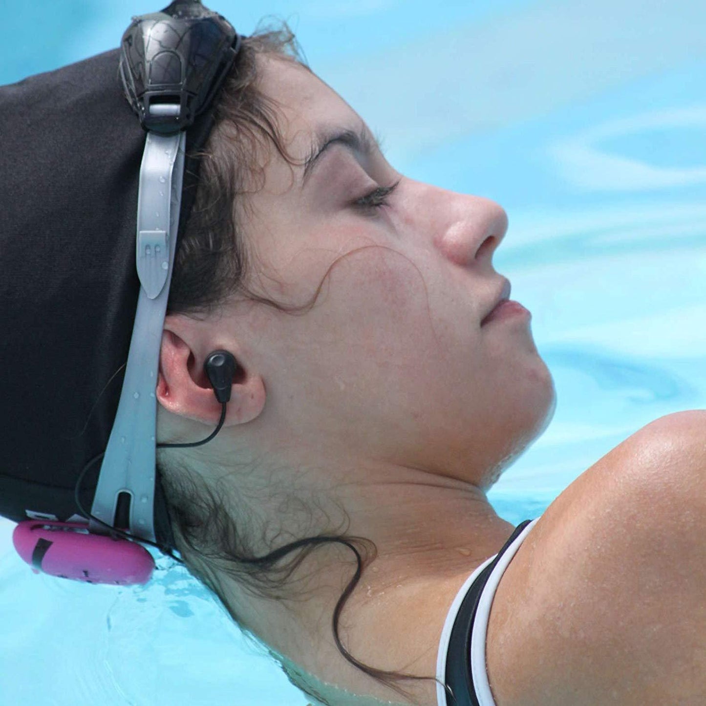 Waterproof Sport Short Cord Headphones for Swimming in-Ear Sweat proof Noise Cancelling Earbuds for iPod MP3 Player- Sewobye Sewosports