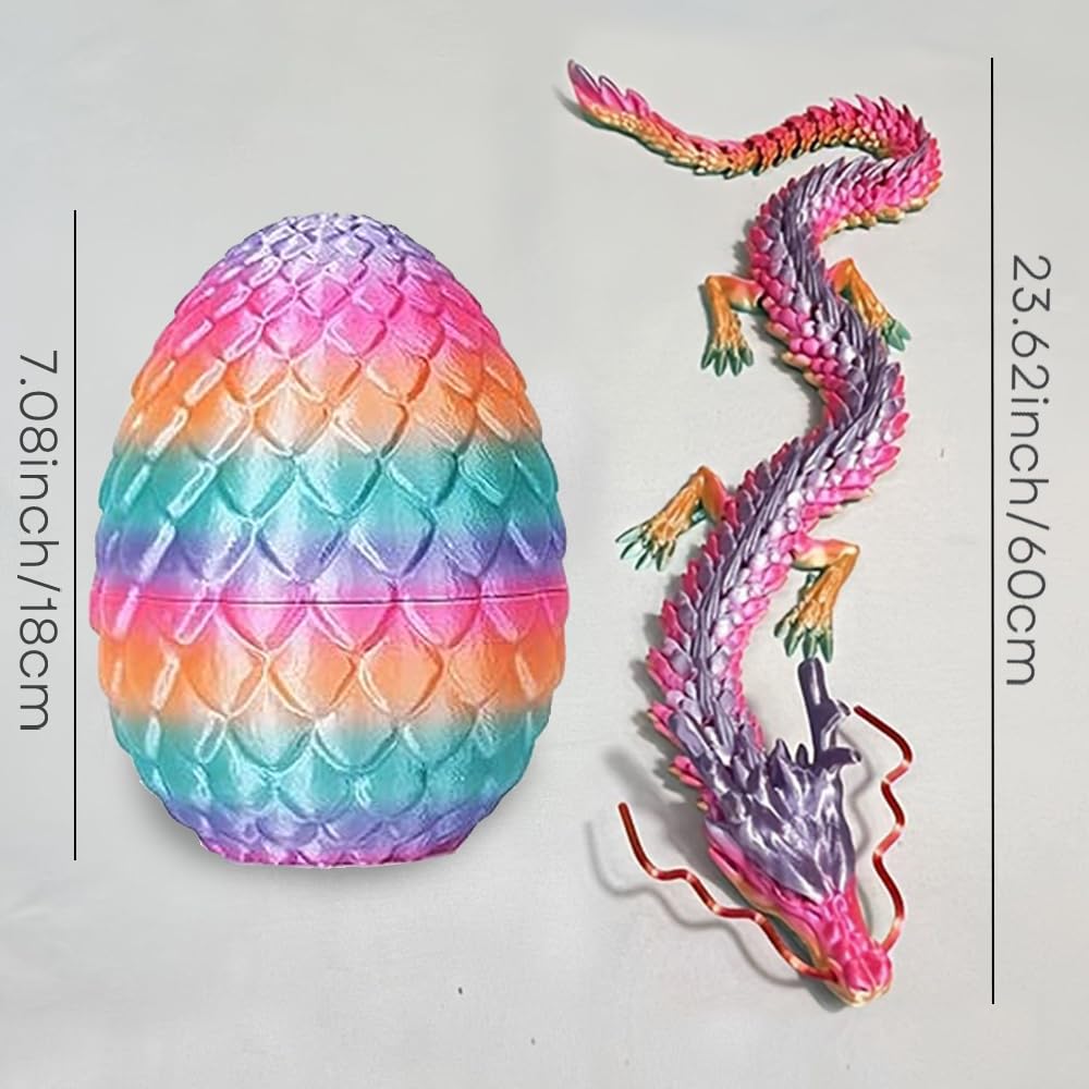 Joyroud Large 3D Printed Dragon Egg with Dragon Inside, Articulated Dragon, Crystal Dragon, Dragon Fidget Toy, ADHD Fidget Toys, Desk Toys Office Room Décor