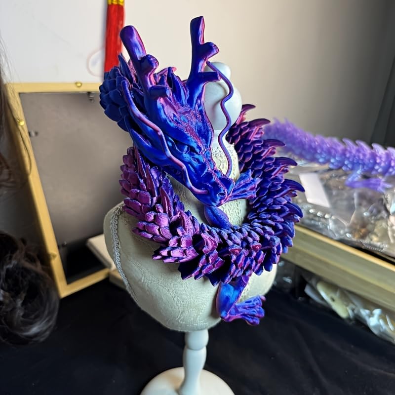 Joyroud 35.43" 3D Printed Dragon, Articulated Dragon, Crystal Dragon, Dragon Fidget Toy, Home Office Decor Executive Desk Toys