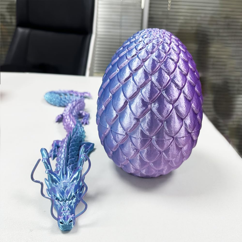 Joyroud Large 3D Printed Dragon Egg with Dragon Inside, Articulated Dragon, Crystal Dragon, Dragon Fidget Toy, ADHD Fidget Toys, Desk Toys Office Room Décor