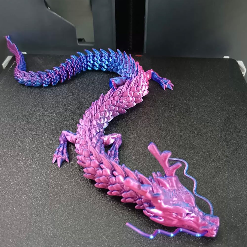 Joyroud 35.43" 3D Printed Dragon, Articulated Dragon, Crystal Dragon, Dragon Fidget Toy, Home Office Decor Executive Desk Toys