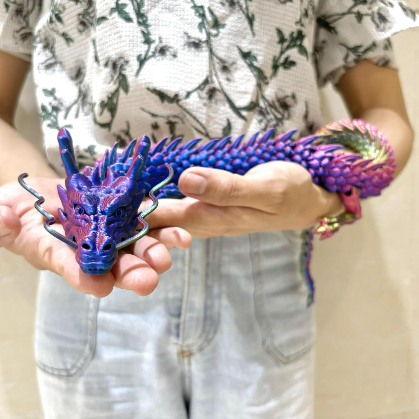 Joyroud 35.43" 3D Printed Dragon, Articulated Dragon, Crystal Dragon, Dragon Fidget Toy, Home Office Decor Executive Desk Toys