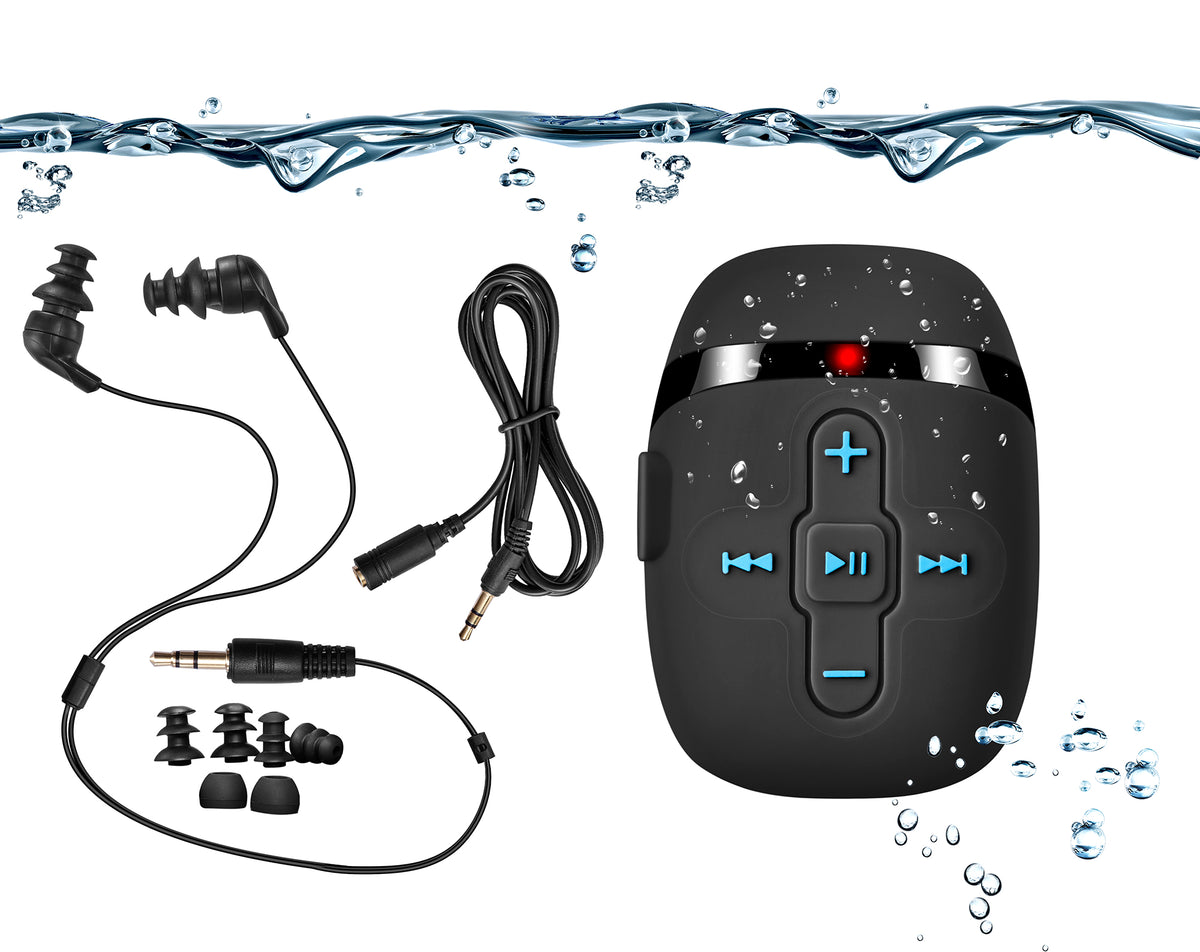 SEWOBYE Waterproof MP3 Player – 8GB Sports Clip-on Music Player, IPX8 Waterproof for Lap Swimming, Running & Gym
