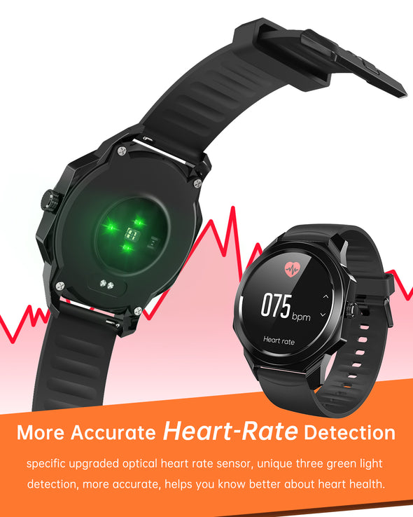 Smart Waterproof watch,The full touch screen watch can test heart rate, waterproof, call notification, message reminder, music control, exercise beat, pedometer, 3D GPS track graph, sleep monitoring, etc., suitable for male and female sports watches.
