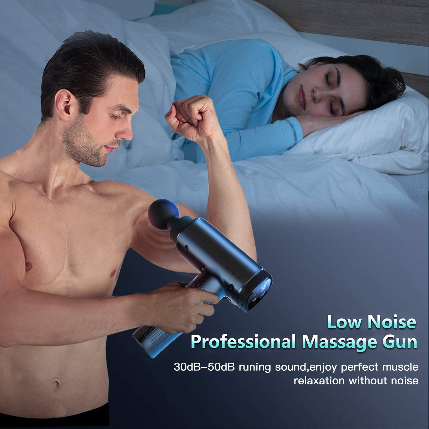 Massage Gun Muscle Massager Deep Tissue Percussion Massager Cordless 30  Speed Level Professional Handheld Electric Body Massager Sports Drill with  6 Heads Helps Relieve Muscle Soreness and Stiffness 